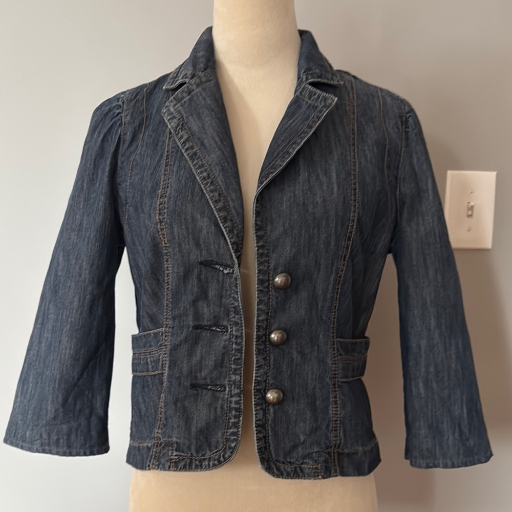 Kimchi blue (Urban Outfitters) Dark Denim Blazer with Button Accents